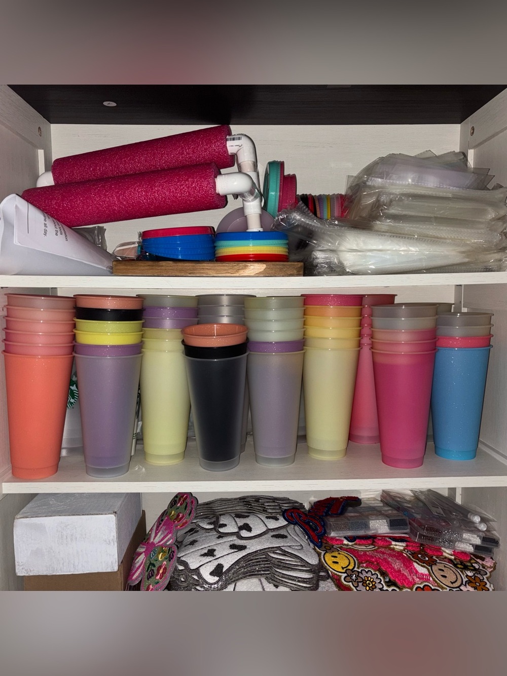 Assorted Color Reusable Plastic Cups 50+ Plastic Cups